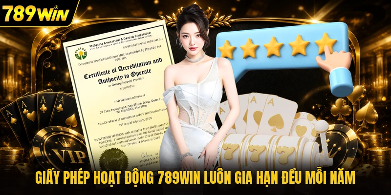 Giấy phép hoạt động 789WIN luôn gia hạn đều mỗi năm