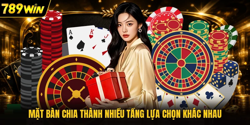 Mặt bàn chia thành nhiều tầng lựa chọn khác nhau